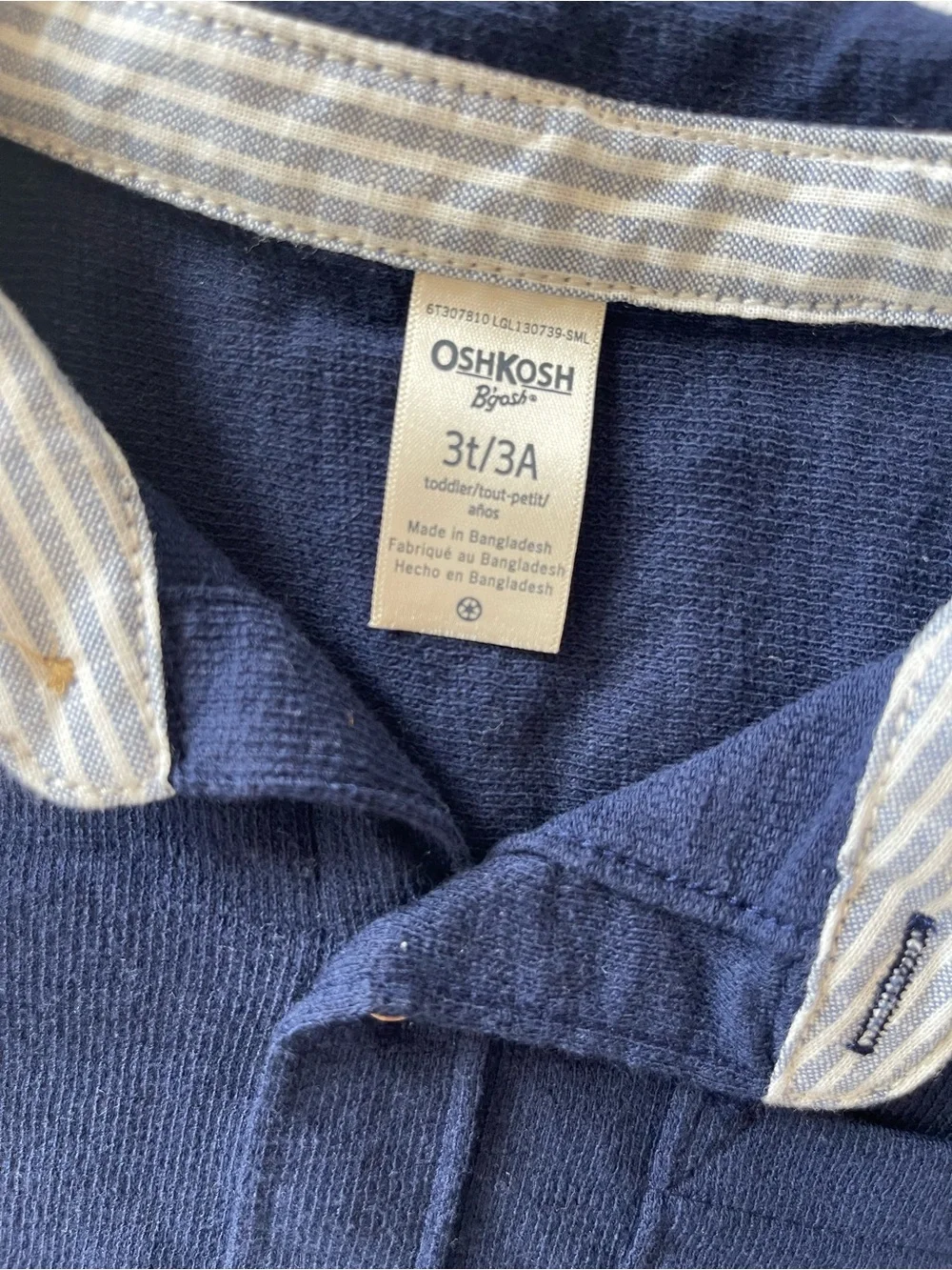 OshKosh B'gosh Navy Button-Up Polo Shirt with Contrast Collar